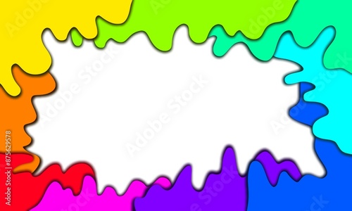 colourful splashed or flowing water background. 3d paper cut out layers. rainbow color isolated on white. For notebook cover, greeting card cute design. Color Droping Background illustration. © arthierry