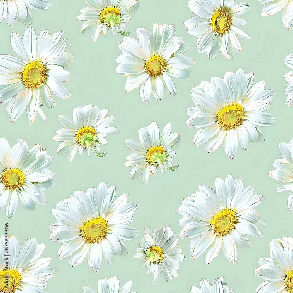 Cheerful Daisy and Pink Flower Cartoon Pattern Cheerful Daisy and Pink Flower Cartoon Pattern
