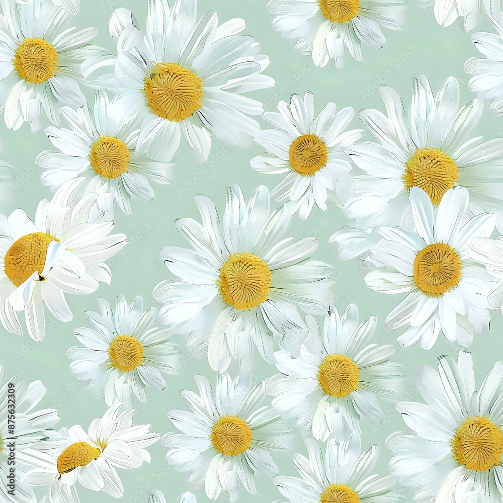 Fototapeta premium Daisy and Pink Flower Cartoon Design for Fabric or Wallpaper