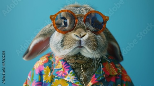 Peaceful Bunny A Hippie Rabbit Sporting Sunglasses and Radiating Cute Charm