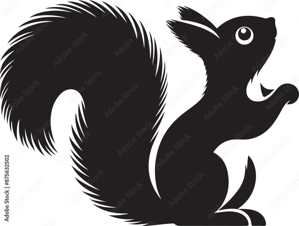 black and white squirrel and silhouette black and white squirrel and silhouette