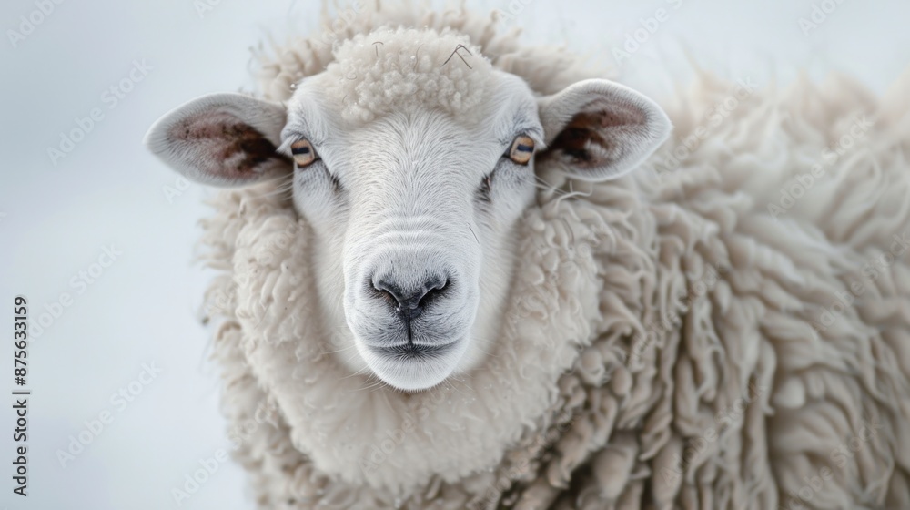 A close-up photorealistic portrait of a sheep with soft, fluffy wool and gentle eyes A close-up photorealistic portrait of a sheep with soft, fluffy wool and gentle eyes
