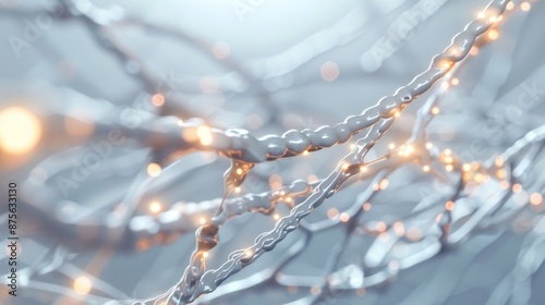 A close-up of DNA nanowires, their delicate strands conducting electrical signals photo