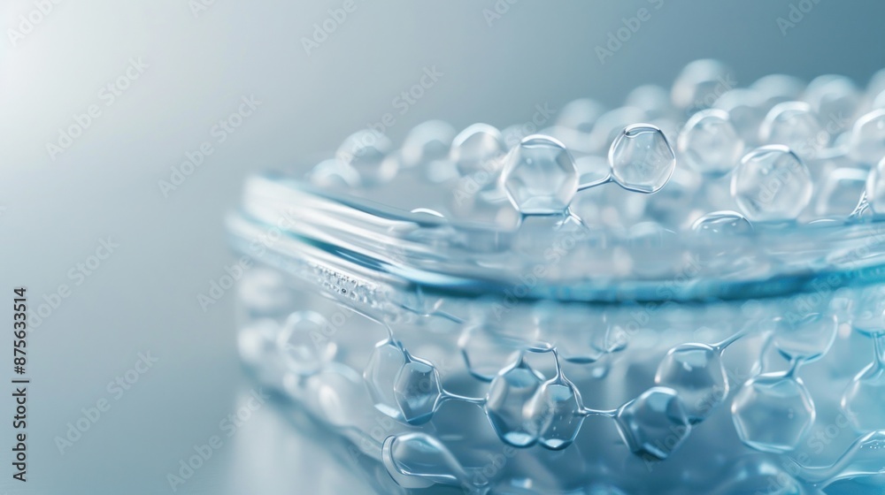 A close-up shot of a transparent food container made with nanotechnology, showcasing the intricate network of nanoparticles embedded within the material. A close-up shot of a transparent food container made with nanotechnology, showcasing the intricate network of nanoparticles embedded within the material.