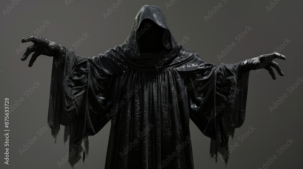 Fototapeta premium A dark, ominous robe and gloves, perfect for a villain or a gothic character.