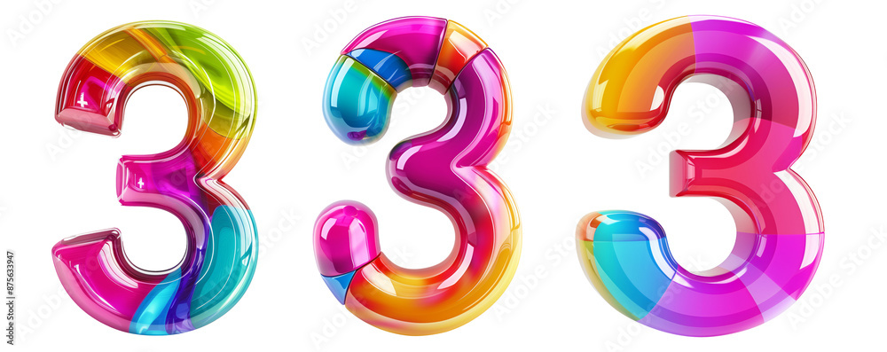 3 number 3D letter colorful 3 number 3D letter colorful