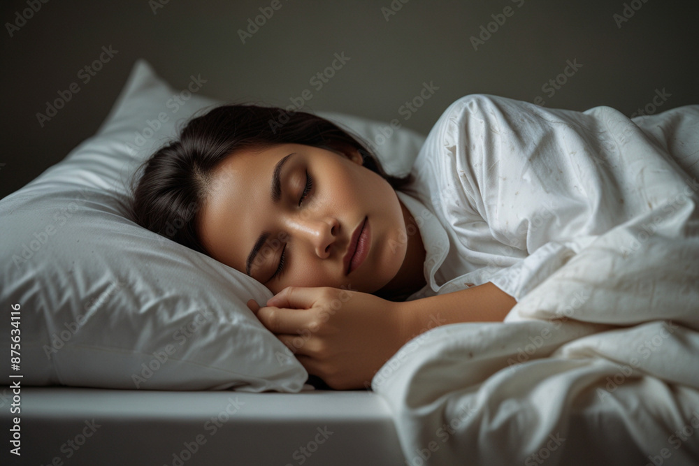 Girl Sleeping On Bed | Well Sleep For Healthy Life | White Dressed Girl In Deep Sleep Girl Sleeping On Bed | Well Sleep For Healthy Life | White Dressed Girl In Deep Sleep