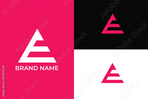initial letter EF FE triangle abstract creative minimal monochrome monogram symbol, letter EF FE mountain peak iconic logo