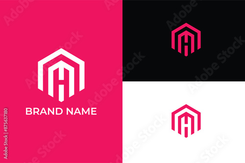 initial letter M home icon modern construction logo, letter CH HC  for construction, real estate, geometric design building logo construction innovation abstract company logo creative Minimal trendy 