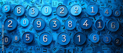 Obraz na płótnie Abstract background with blue binary code and random digits w salonie