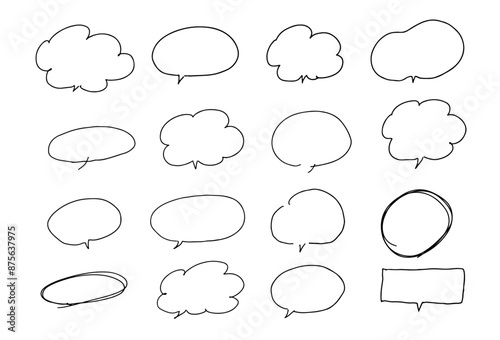 手書き　色々な吹き出し　セット　素材	