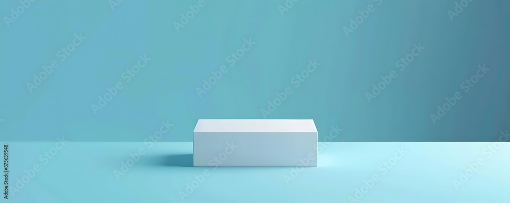 White Cube Platform on Light Blue Background 3D Illustration White Cube Platform on Light Blue Background 3D Illustration
