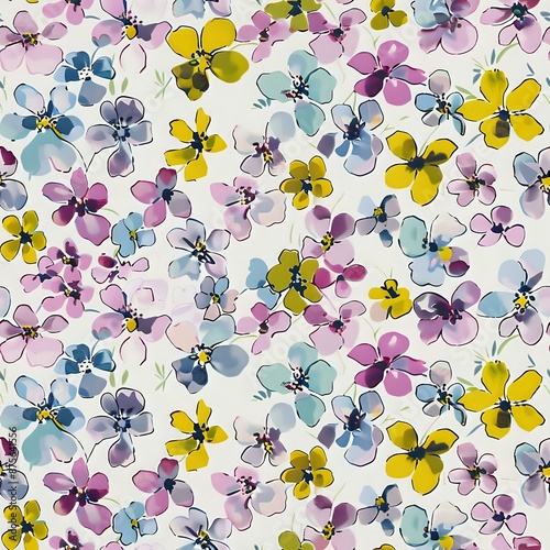 Spring-like Pink Floral Diamond Grid for Textile