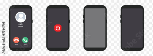 Phone call screen interface collection. Mobile phone display. Vector illustration.