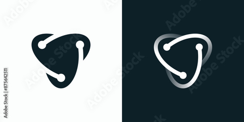 Technology connection triangle vector logo design with modern, simple, clean and abstract style.