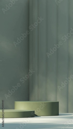 3D Render Vertical Animation Platform with Background and Tree Shadows