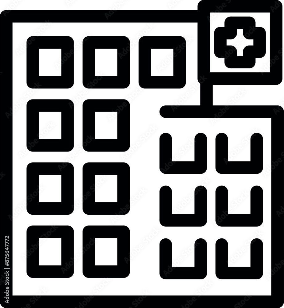 Simple icon depicting a hospital building, symbolizing medical care and health services Simple icon depicting a hospital building, symbolizing medical care and health services