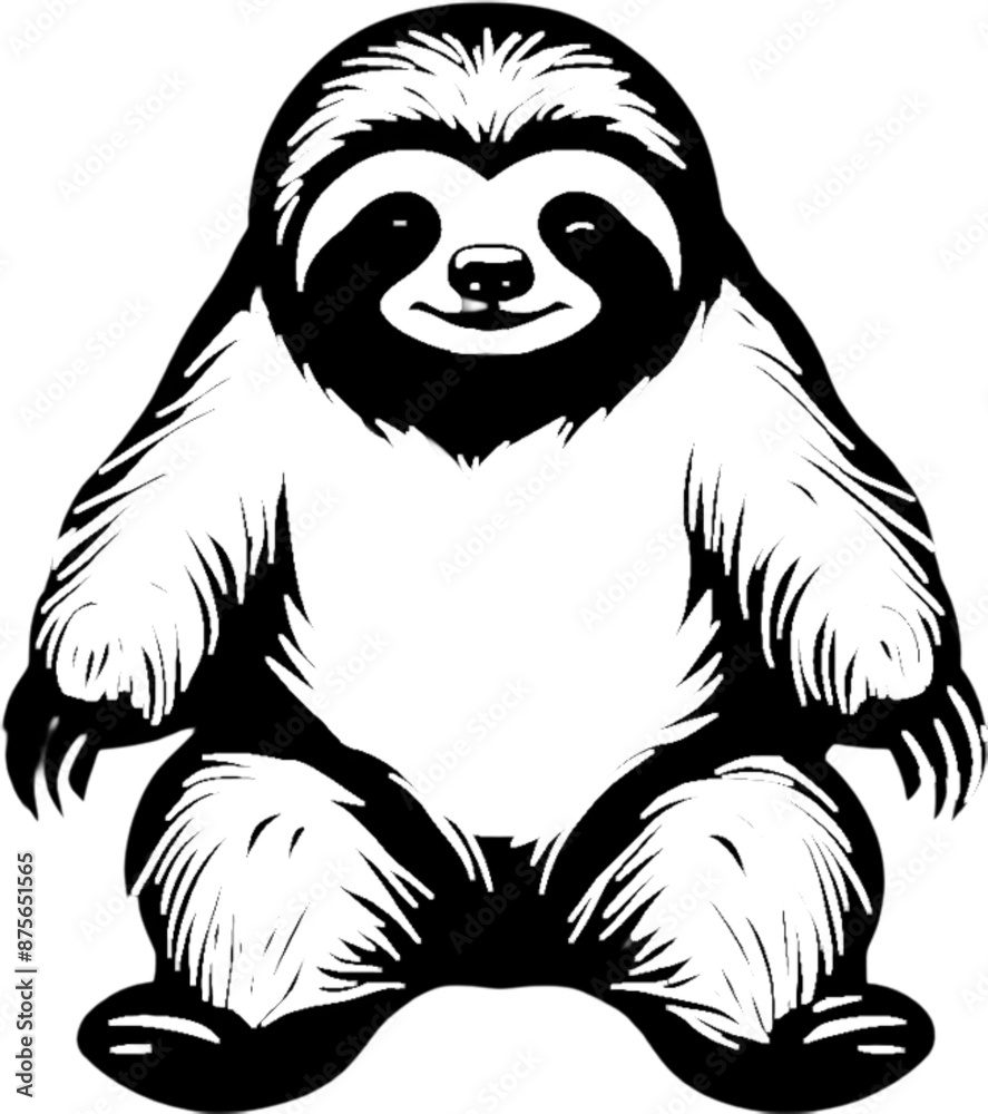 Fototapeta premium Adorable sloth stencil design perfect for creative DIY projects. 