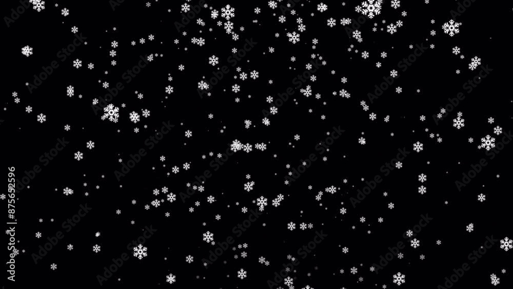Snow falling particles animation on a transparent background