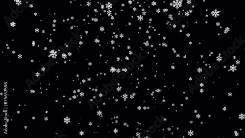 Snow falling particles animation on a transparent background