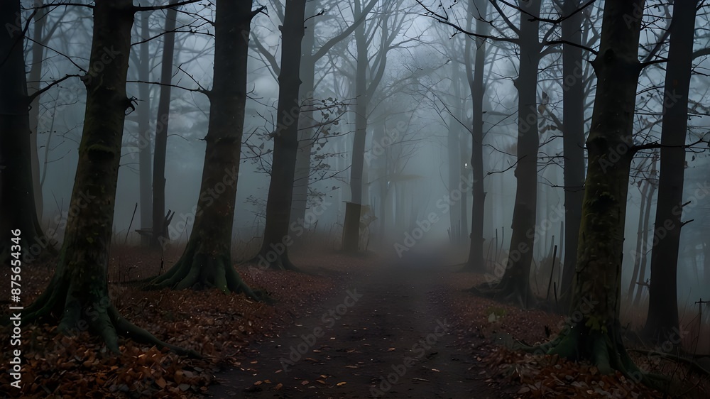 enigmatic woodland with a tinge of Halloween and a moonlit walk fog enigmatic woodland with a tinge of Halloween and a moonlit walk fog