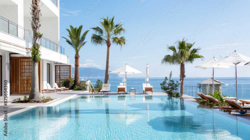 Hotel swimming pool accommodation by ocean seaside for relax vacation Hotel swimming pool accommodation by ocean seaside for relax vacation