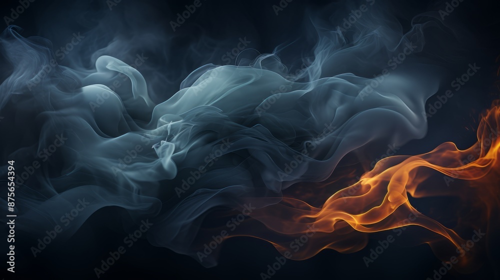 Fototapeta premium an image of smoke and fire on a black background