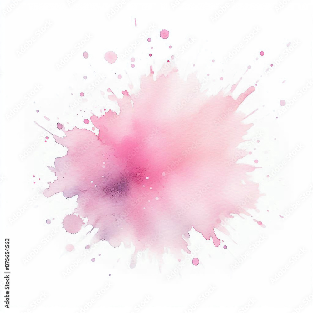 Single Soft Pink Watercolor Splash on White Background Single Soft Pink Watercolor Splash on White Background