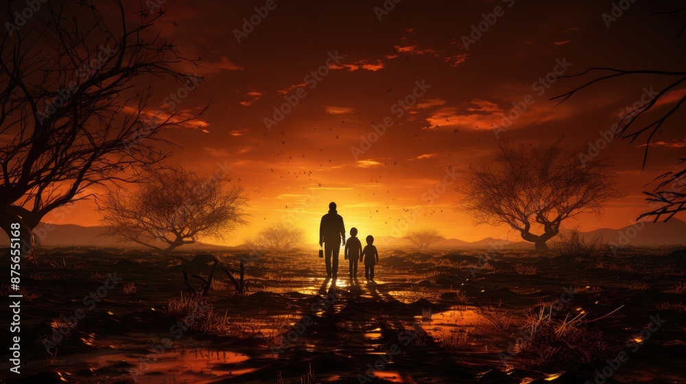 a family portrait with two children and a woman with a baby and a man in black. a family portrait with two children and a woman with a baby and a man in black.
