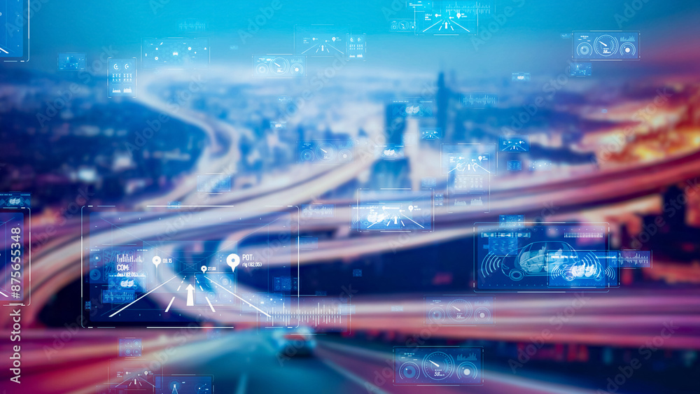 Future road and traffic technology concept