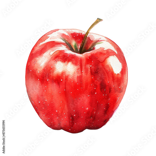 Apple watercolor painting isolated on transparent background  
