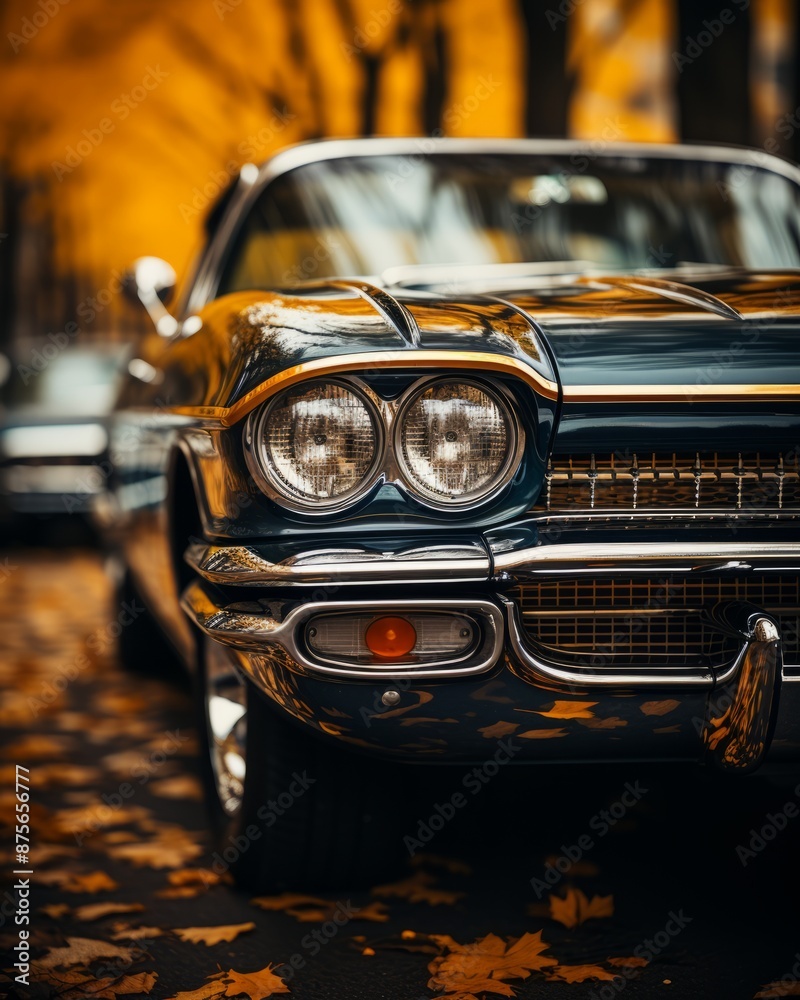 Fototapeta premium automobile classic car on the street in autumn