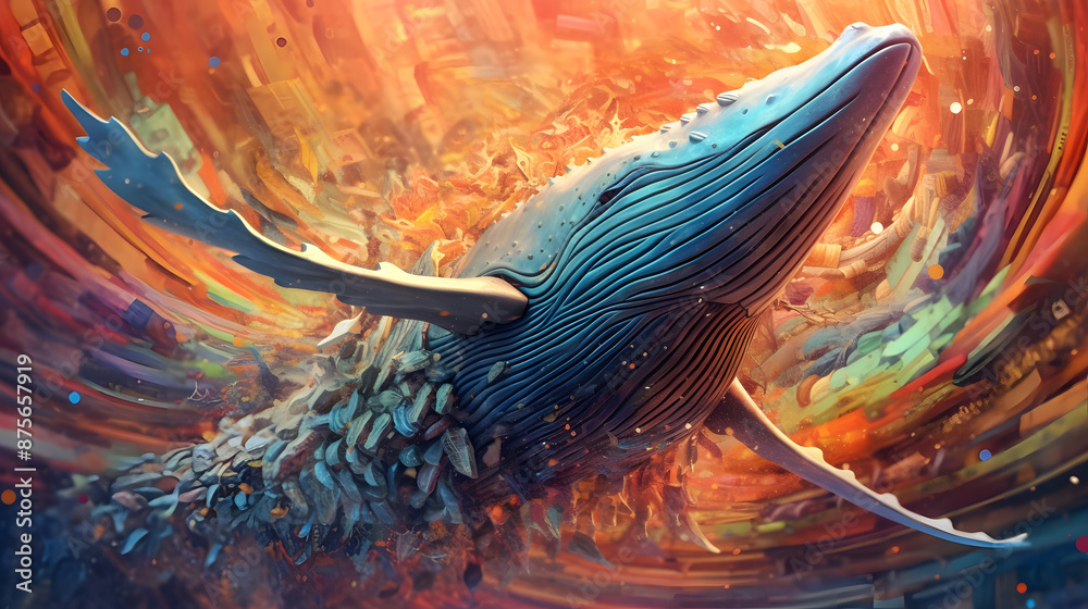 Obraz premium Portrait of Whale, Abstract art colorful painting Whale