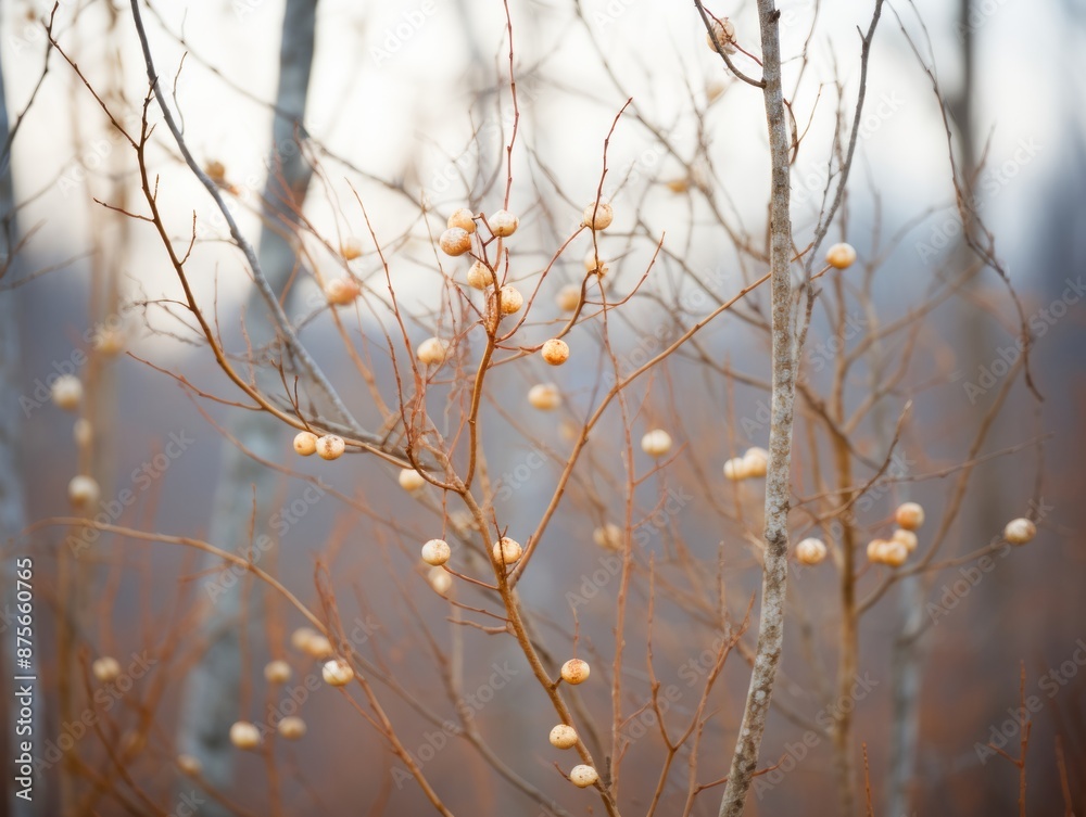 branches with small white berries on them in the woods branches with small white berries on them in the woods