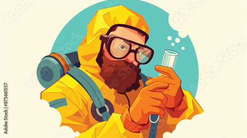 A hipster man with the beard in radiation protective