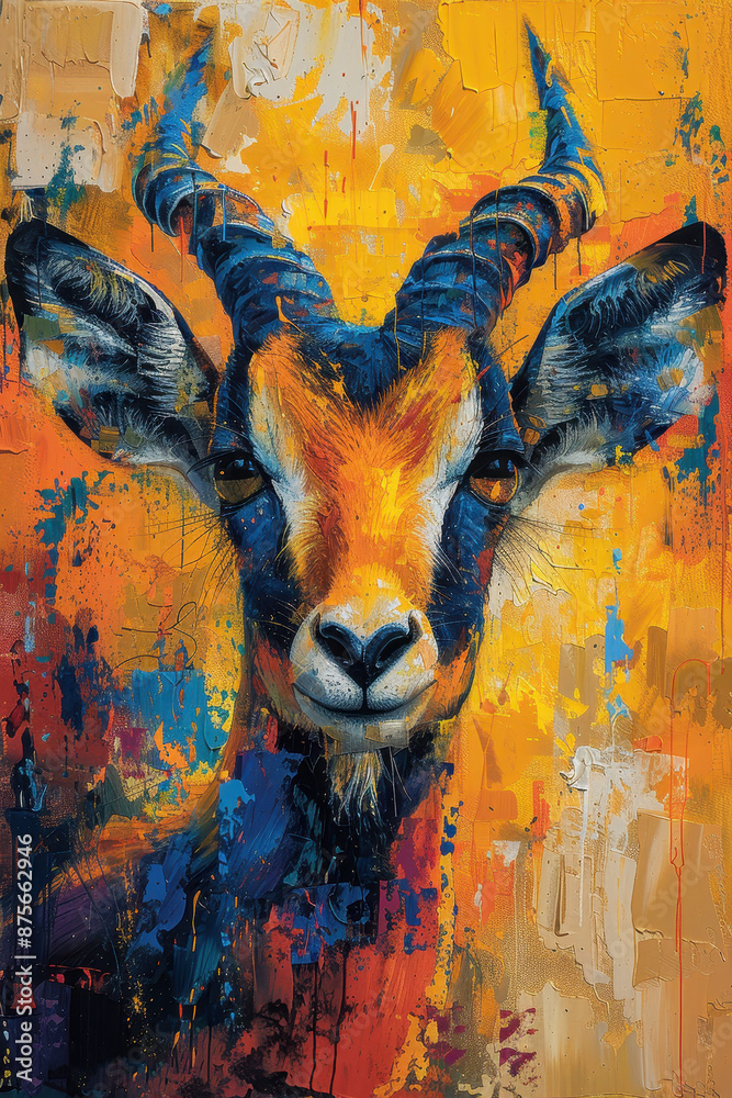 custom made wallpaper toronto digitalAbstract Portrait of a Gazelle with Bold Colors