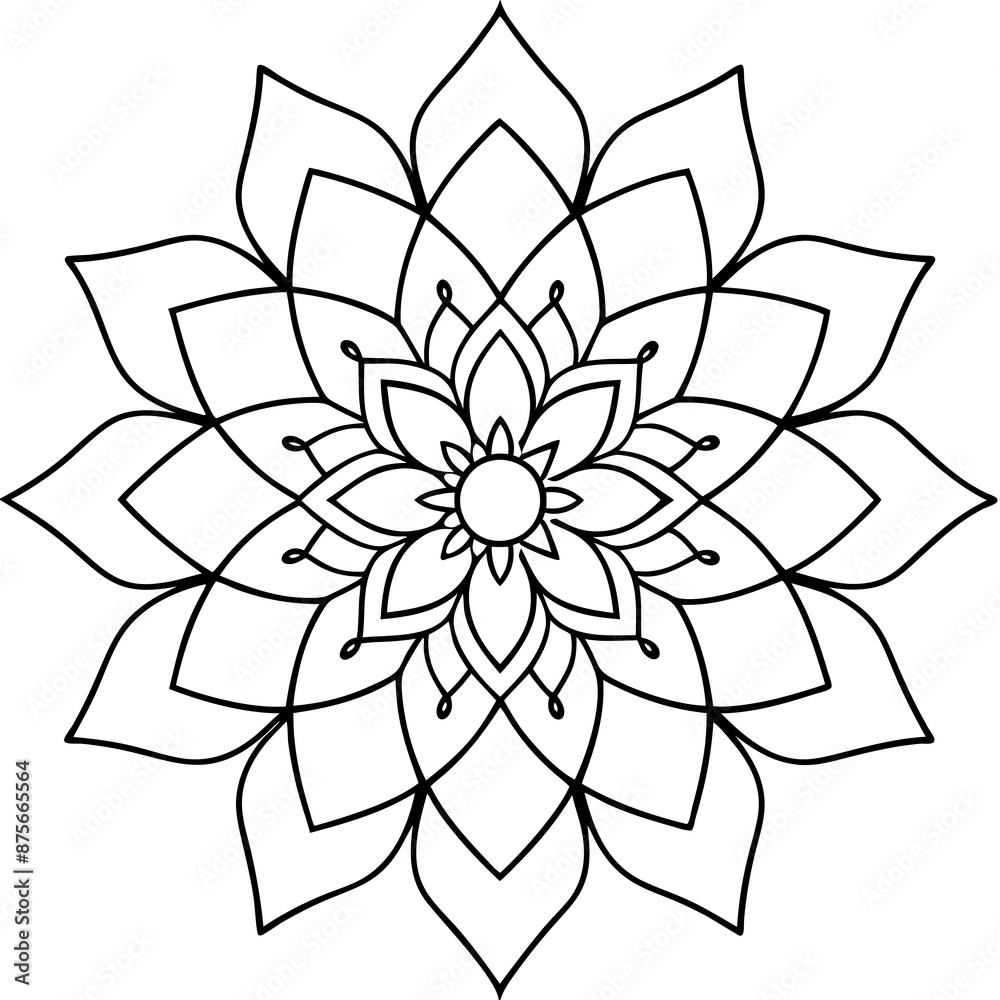 Circular pattern in the form of a mandala. Henna tatoo mandala. Mehndi style. Decorative pattern in oriental style. Coloring book page