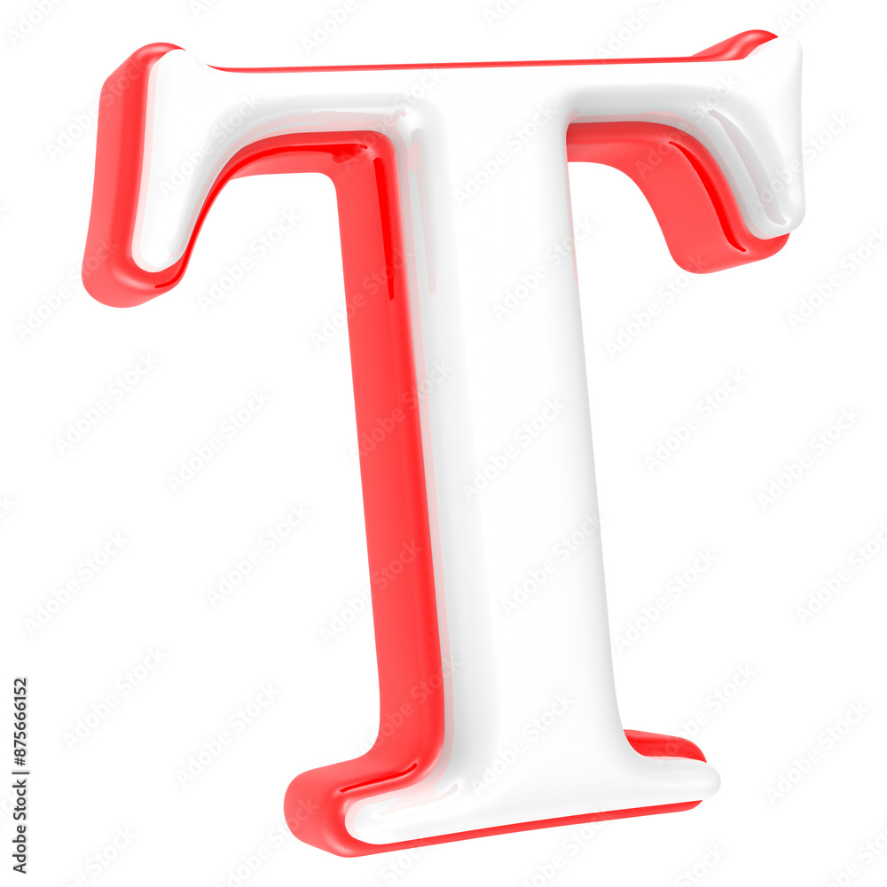 Red Alphabet with White 3D Letter T Red Alphabet with White 3D Letter T