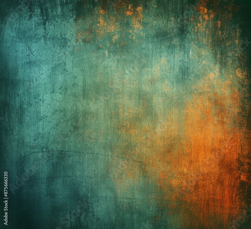 Abstract Granular Textures: Moody Brown, Orange, and Blue Poster Backgrounds with Smooth Turquoise and Aquamarine Gradients for Vintage Design. photo