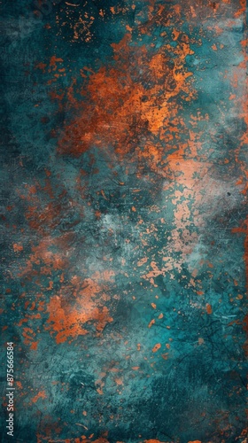 Abstract Granular Textures: Moody Brown, Orange, and Blue Poster Backgrounds with Smooth Turquoise and Aquamarine Gradients for Vintage Design. © yanlong