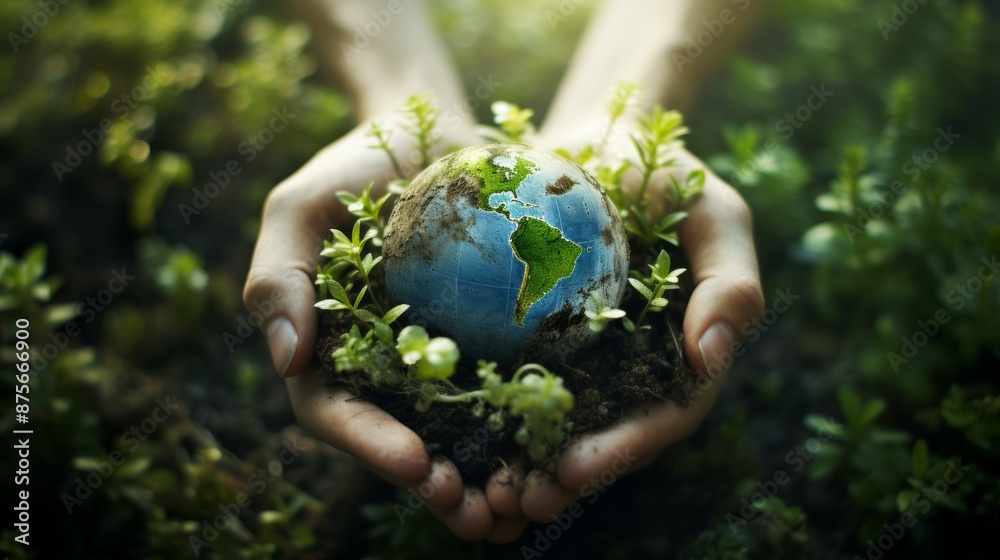 High quality 3d earth with hand ecology concept illustration in psd format for eco friendly designs High quality 3d earth with hand ecology concept illustration in psd format for eco friendly designs