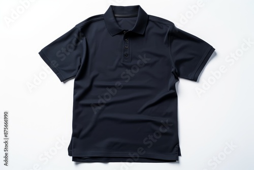 Dark blue polo shirt isolated on white background for optimal search result relevance