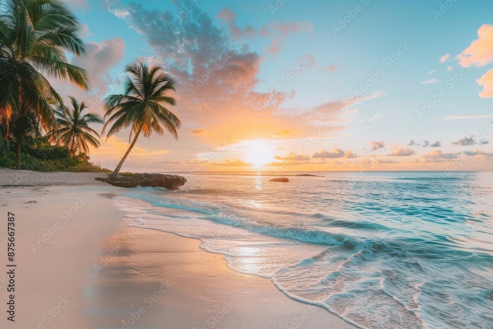 Fototapeta premium Serene Sunset Over a Tropical Beach