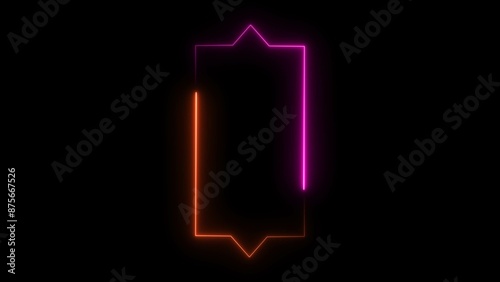 Abstract neon rectangle frame seamless loop illustration background.