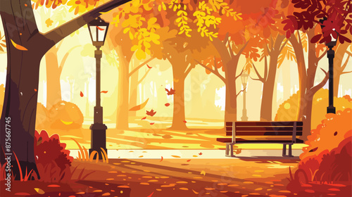 A romantic autumn ambience with golden hues light 