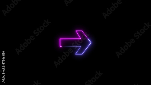 Abstract neon arrow downloading icon and direction icon illustration background.