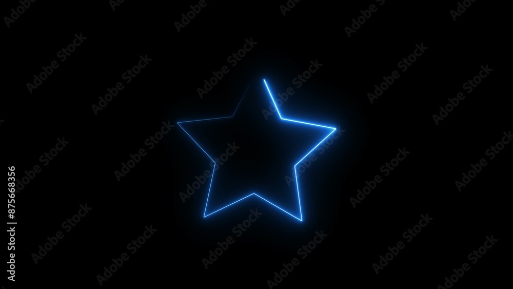Neon light star frame rotation background illustration 4k.