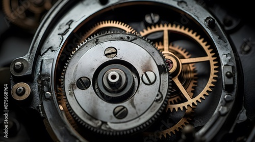 Close-up of gears and cogwheels of an old mechanical watch