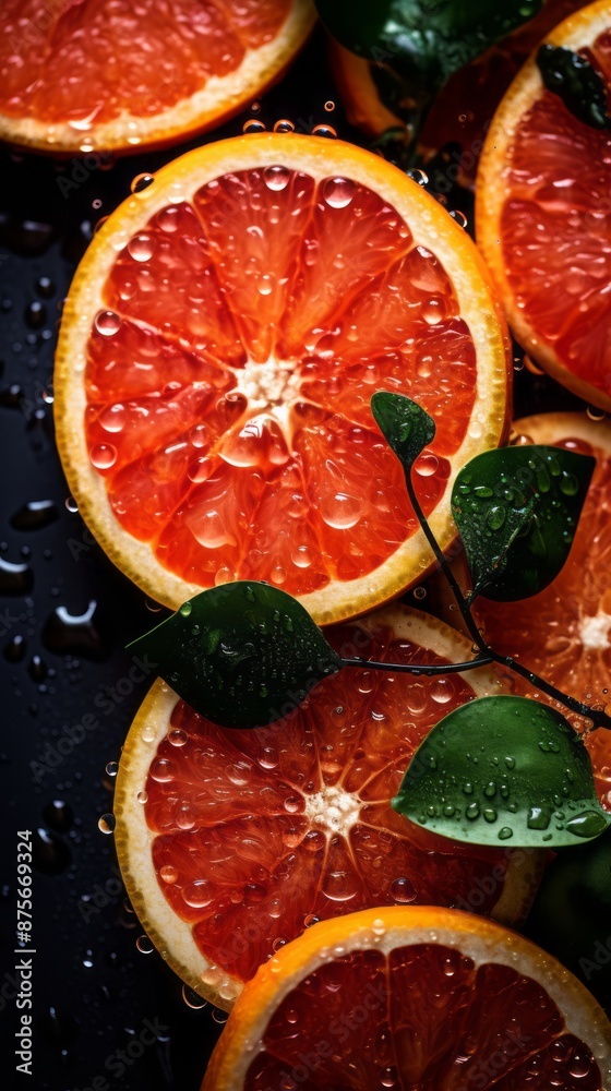 slices of grapefruit with drops of water on them slices of grapefruit with drops of water on them