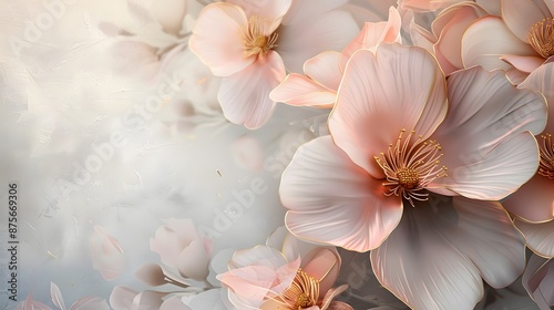 Delicate Pink Flowers with Gold Accents.